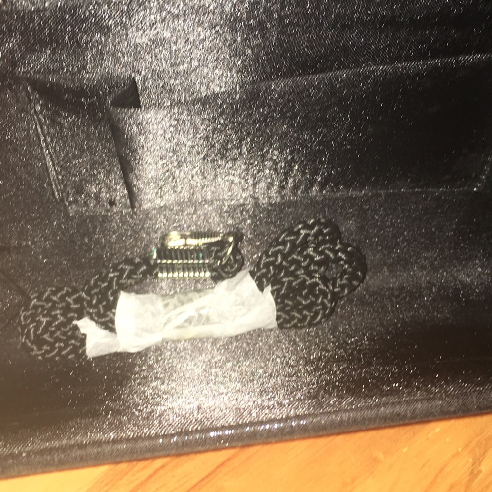 Black Evening Clutch/Crossbody Purse with a Rhinestone and Baguette Crystal Trim - Picture 6 of 6